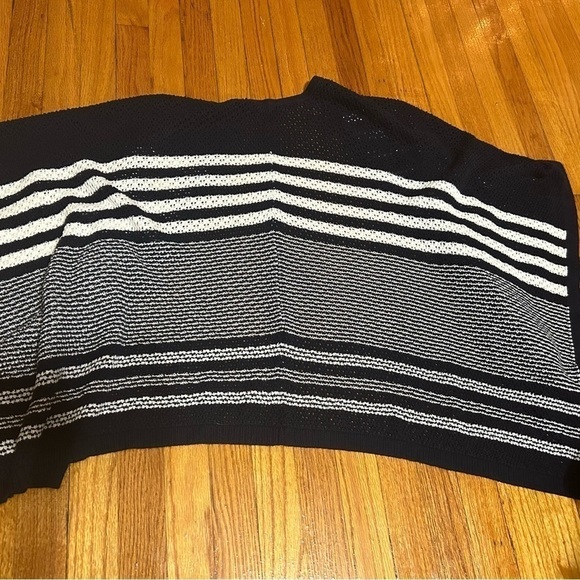Talbots Womens Striped Sweater Poncho Cardigan Crochet Nautical Oversized XS/S - Picture 5 of 7